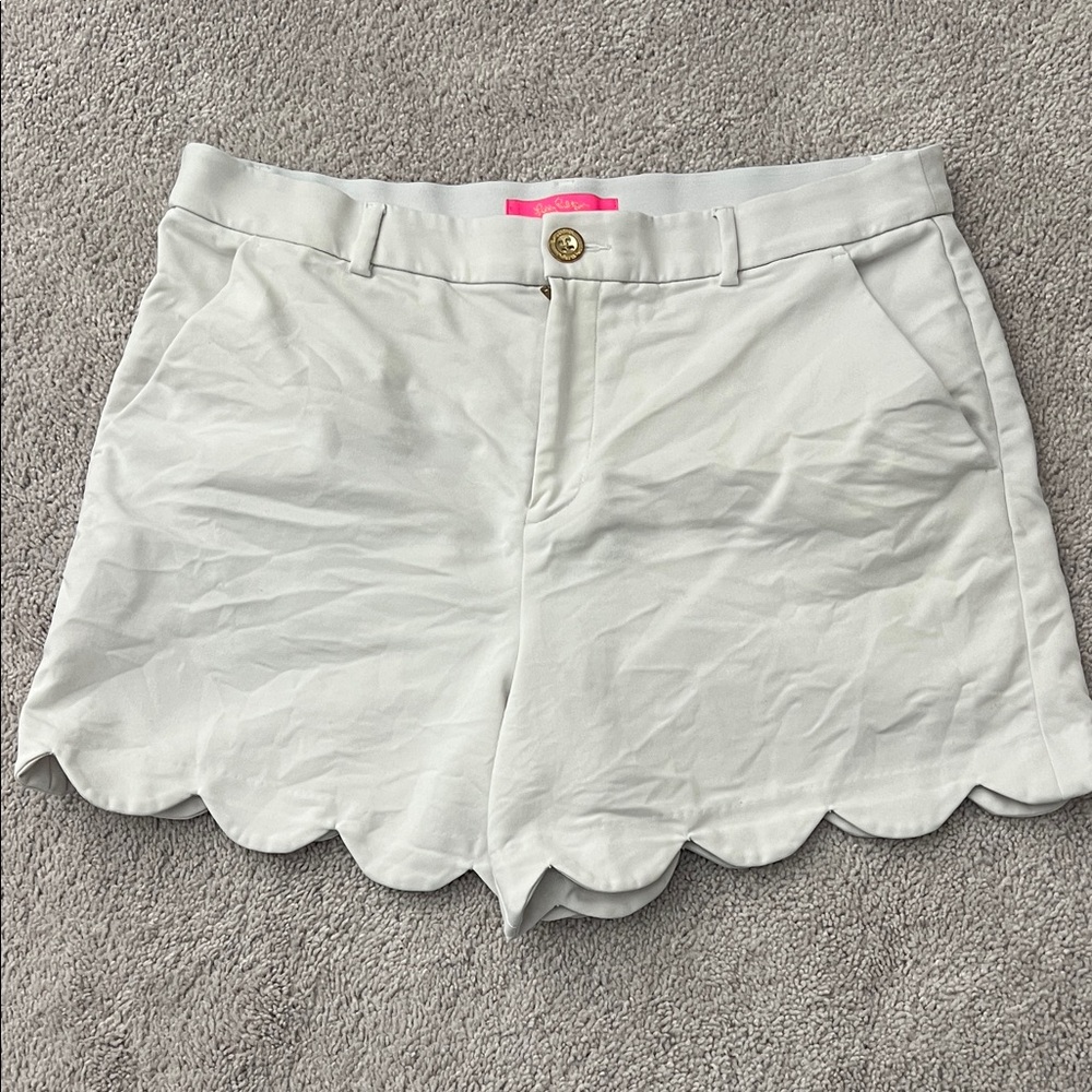 Lilly Pulitzer White Scalloped Women Shorts